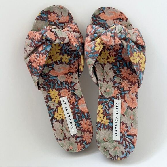 NEW Veronica Beard Etra Knot Slide Sandal in Earthy Floral US 7 MSRP $275 - Picture 1 of 6